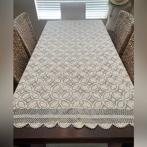 52” x 84” Ecru Crochet Cotton Tablecloth